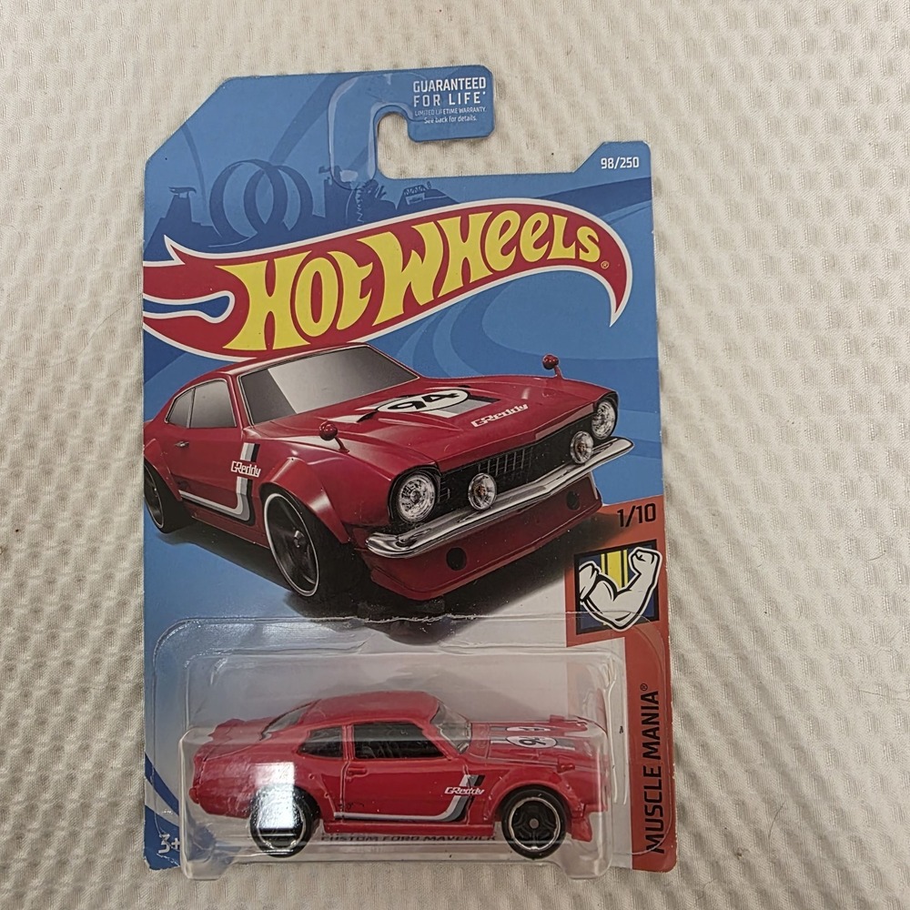 HOT WHEELS MUSCLE MANIA RED CUSTOM FORD MAVERICK DIECAST